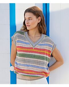 Lana Grossa gestreepte spencer breien van Ecopuno (F69,M11)