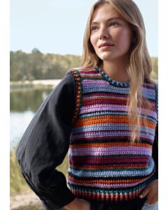 Lana Grossa gestreepte spencer haken van Brigitte No.2 (H7,M12)