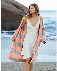 Lana Grossa lang, gestreept vest breien van Ecopuno en Soffio (F69,M6)