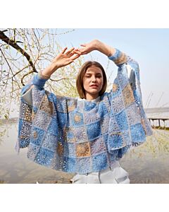 Lana Grossa poncho haken van Silkhair print (Doeken & Co 8, m 18) | C.R. Couture



