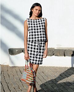 Lana Grossa rok in ruitpatroon haken van Solo Lino en Ecopuno h8,m31