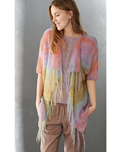 Lana Grossa Silkhair Print dames vest breien met franjes