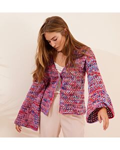 Lana Grossa vest met wijde mouwen haken van Cotonella Multi (LB18, M16)