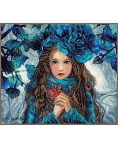 Lanarte borduurpakket blue flowers girl pn-0188640