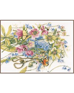 Lanarte borduurpakket helleborus met vlinders pn-0186136 van Marjolein Bastin borduren
