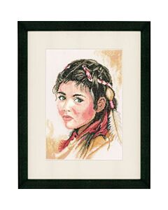 Borduurpakket Indiaans meisje kaaslinnen