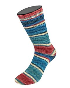 Lana Grossa Landlust Die Sockenwolle kl.924 (crème/rood/groen/donkerblauw)
