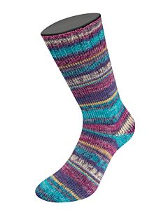 Lana Grossa Landlust Die Sockenwolle kl.221 wit/blauw/groen/paars 4-draads sokkenwol