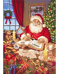 Letistitch borduurpakket kerstman met grote boek leti 951.