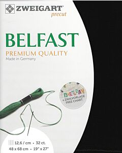 Linnen borduurstof 32 counts kleur 720 zwart Belfast van Zweigart