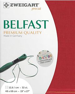 Linnen borduurstof 32 counts kleur 954 rood Belfast van Zweigart