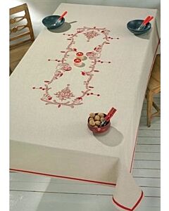 Borduurpakket voorbedrukt tafelkleed Little Elfs op linnen kleurige van Permin 144x134cm 58-6605