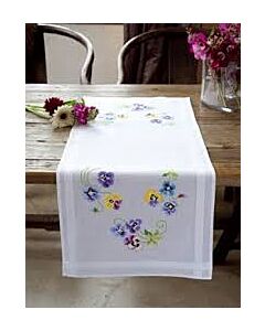 Borduurpakket voorbedrukte loper viooltjes