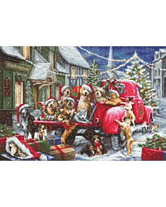 Luca-s borduurpakket Puppy Truck B2414 telpatroon