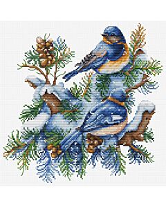 Luca-s borduurpakket winter birds B2418 telpatroon