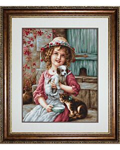 Luca-S borduurpakket Best of Friends - meisje met poesjes  b518