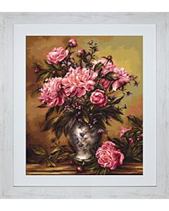 Luca-s borduurpakket vaas van Pioenrozen B543