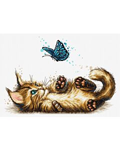 Luca-S borduurpakket kitten met vlinder  B7013