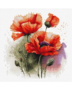 Luca-s borduurpakket klaprozen B7024 telpatroon