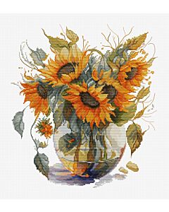 Luca-S borduurpakket Vaas met Zonnebloemen B7025 telpatroon