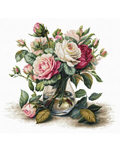 Luca-S borduurpakket Vaas met Rozen B7026 telpatroon