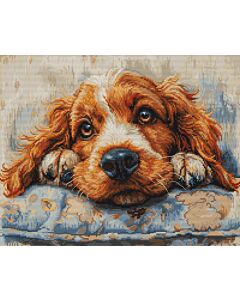 Luca-s borduurpakket slaperige hond BU5058 telpatroon