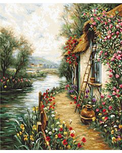 Luca-s borduurpakket along the river G581 halve kruissteek met telpatroon