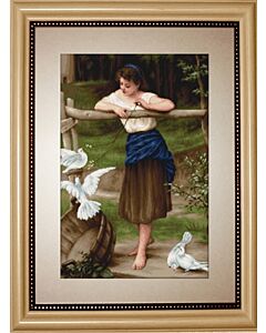 Luca-s borduurpakket met telpatroon meisje met duifjes b516