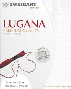 Borduurstof Lugana 25ct / 10 draadjes per cm van Zweigart  wit 100 afm 48x68 cm