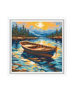 RTO borduurpakket bootje met de zonsondergang M1030 telpatroon