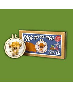 Crafty Mini Kit borduurpakket matchbox schotse hooglander MB-020 incl. kleine borduurring & sleutelhangertje