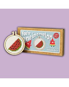 Crafty Mini Kit borduurpakket matchbox watermeloen MB-023 incl. kleine borduurring & sleutelhangertje