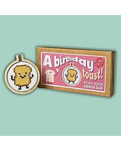 Crafty Mini Kit borduurpakket matchbox lachende toast MB-038 incl. kleine borduurring & sleutelhangertje