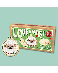 Crafty Mini Kit borduurpakket matchbox schaap MB-069 incl. kleine borduurring & sleutelhangertje