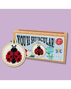 Crafty Mini Kit borduurpakket matchbox lieveheersbeestje MB-137 incl. kleine borduurring & sleutelhangertje