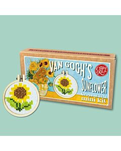 Crafty Mini Kit borduurpakket matchbox zonnebloem MB-191 incl. kleine borduurring & sleutelhangertje