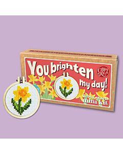 Crafty Mini Kit borduurpakket matchbox zonnebloem MB-191 incl. kleine borduurring & sleutelhangertje