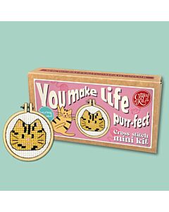 Crafty Mini Kit borduurpakket matchbox oranje kat MB-200 incl. kleine borduurring & sleutelhangertje