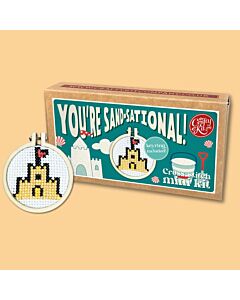 Crafty Mini Kit borduurpakket matchbox zandkasteel MB-217 incl. kleine borduurring & sleutelhangertje