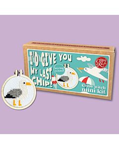 Crafty Mini Kit borduurpakket matchbox zeemeeuw MB-0219 incl. kleine borduurring & sleutelhangertje