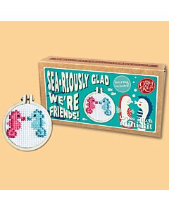 Crafty Mini Kit borduurpakket matchbox zeepaard vriendjes MB-220 incl. kleine borduurring & sleutelhangertje