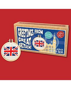 Crafty Mini Kit borduurpakket matchbox Engelse vlag MB-249 incl. kleine borduurring & sleutelhangertje