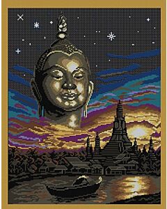 Borduurpakket Boudha met telpatroon van Marie Coeur om te borduren