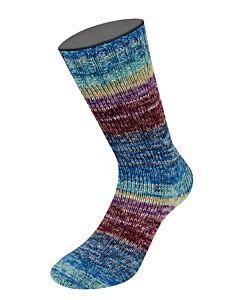 Lana Grossa Meilenweit Aktion kl.3002 (crème/blauw/geel/oranje/rood/bruin) 4-draads sokkenwol