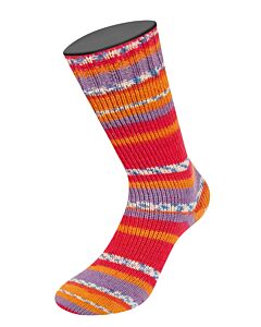 Lana Grossa Meilenweit Aktion kl.2994 (paars/roze/blauw/oranje) 4-draads sokkenwol