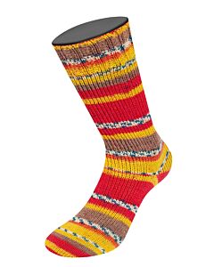 Lana Grossa Meilenweit Aktion kl.3002 (crème/blauw/geel/oranje/rood/bruin) 4-draads sokkenwol