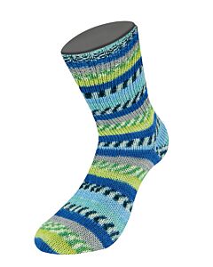 Lana Grossa Meilenweit Aktion kl.3030 (wit/zwart/groen/blauw) 4-draads sokkenwol