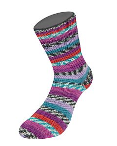 Lana Grossa Meilenweit Aktion kl.3030 (wit/zwart/groen/blauw) 4-draads sokkenwol