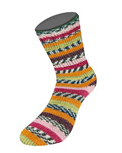 Lana Grossa Meilenweit Aktion kl.3030 (wit/zwart/groen/blauw) 4-draads sokkenwol