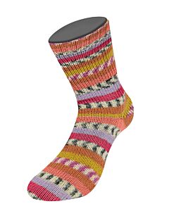Lana Grossa Meilenweit Aktion kl.3030 (wit/zwart/groen/blauw) 4-draads sokkenwol